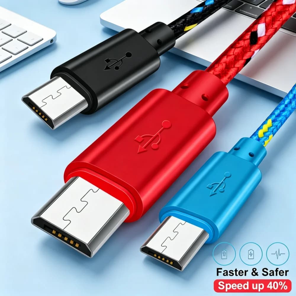 Cavo Micro USB da 0,5m-3m per Sincronizzazione Dati e Ricarica, Compatibile con Samsung, Huawei, Xiaomi e Telefoni Android, Cavo Intrecciato in Nylon