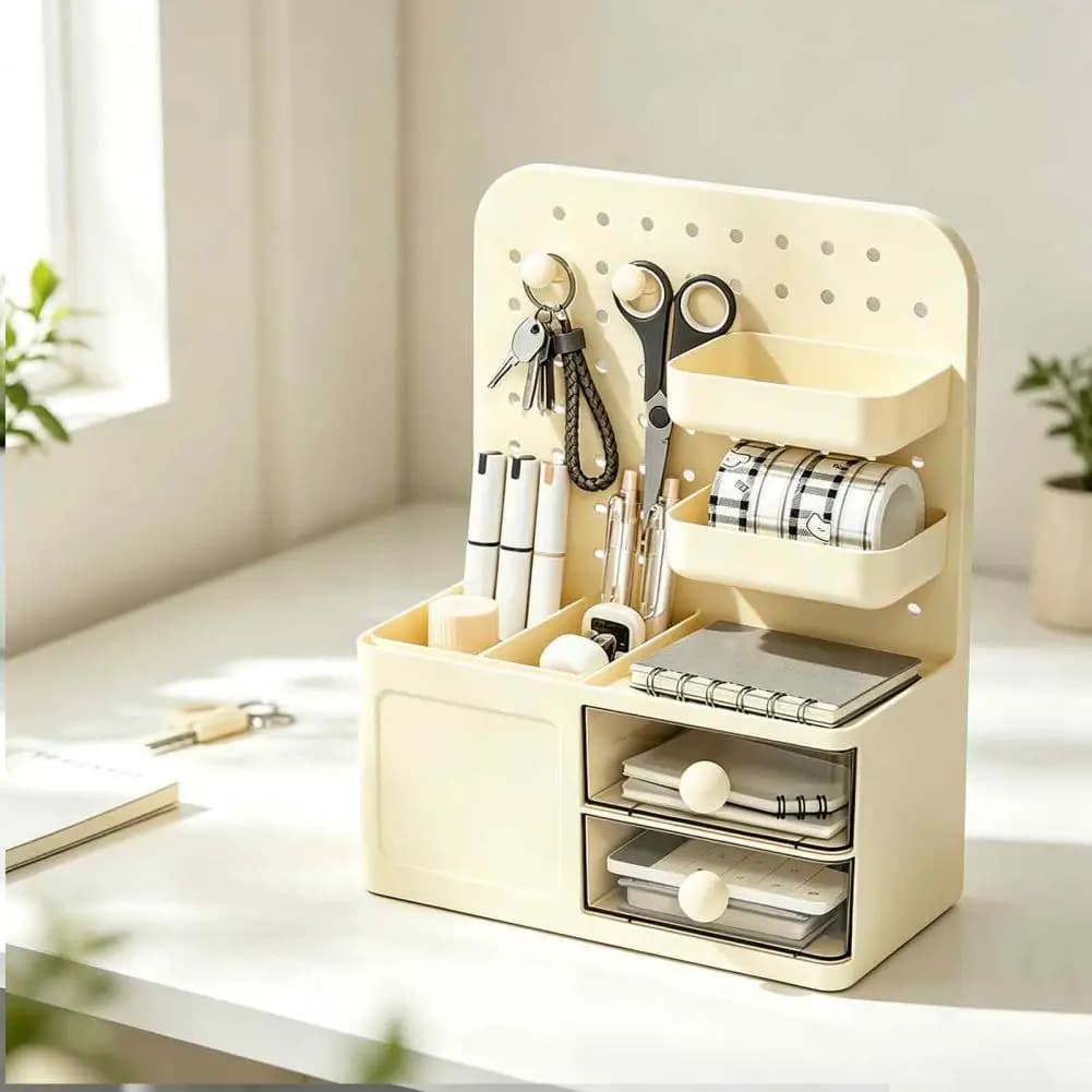 Student Study Desk Organizer Perforated Board Storage Rack Wall Mount Multi-functional Desktop Organizer for Office for Desk