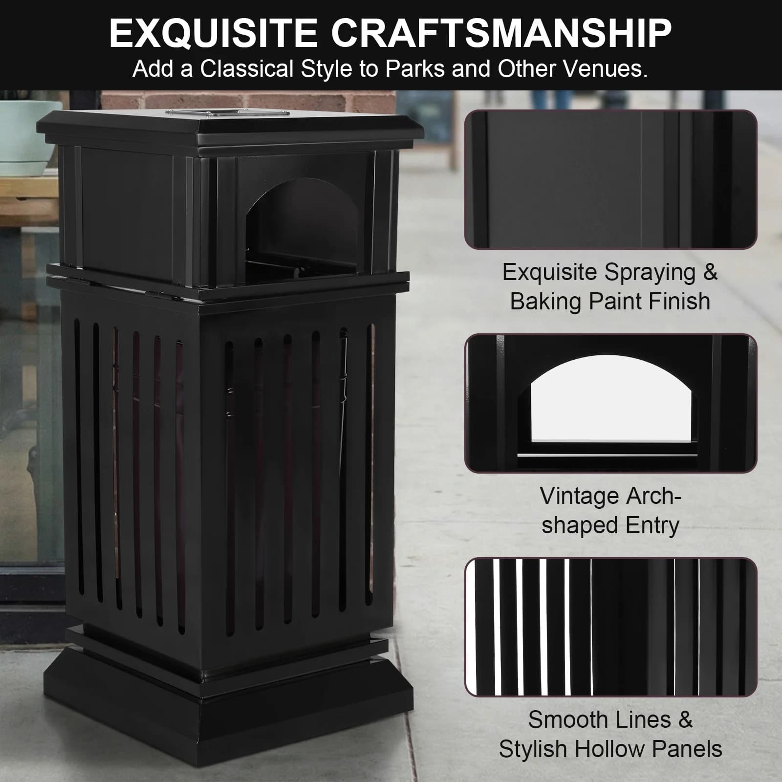 Commercial Trash Can with Removable Inner Bucket & Lid Multi-Purpose Trashcan Large Capacity for Home/Office/Restaurant/Restroom