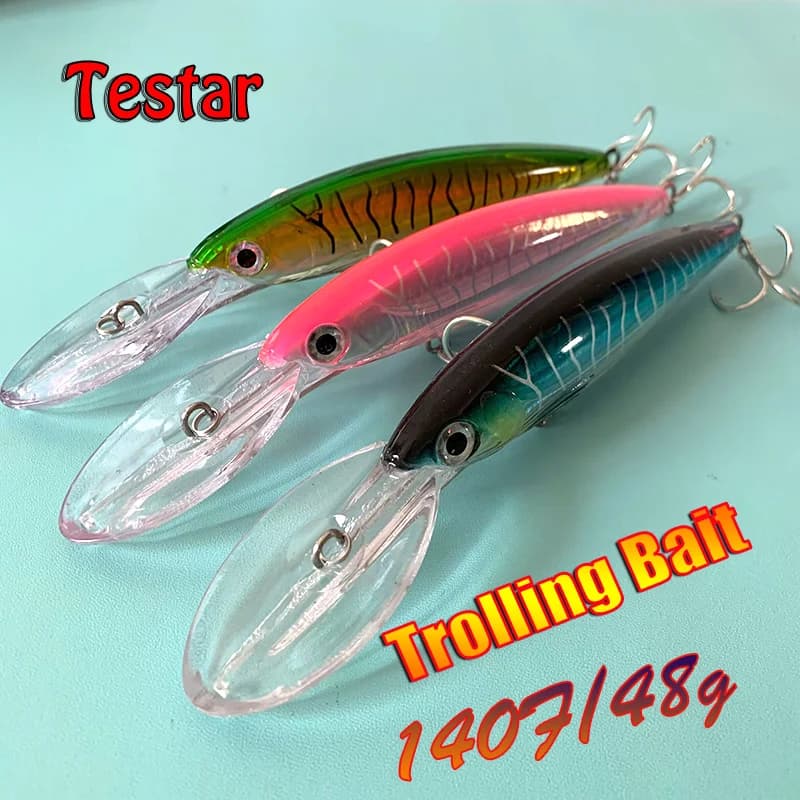 Testar Richiamo di Pesca 140mm 48g Trolling Minnow Barca di Acqua Salata Pesce Affondamento Lento Wobblers Artificiali Esca Dura per GT Tonno Pesca