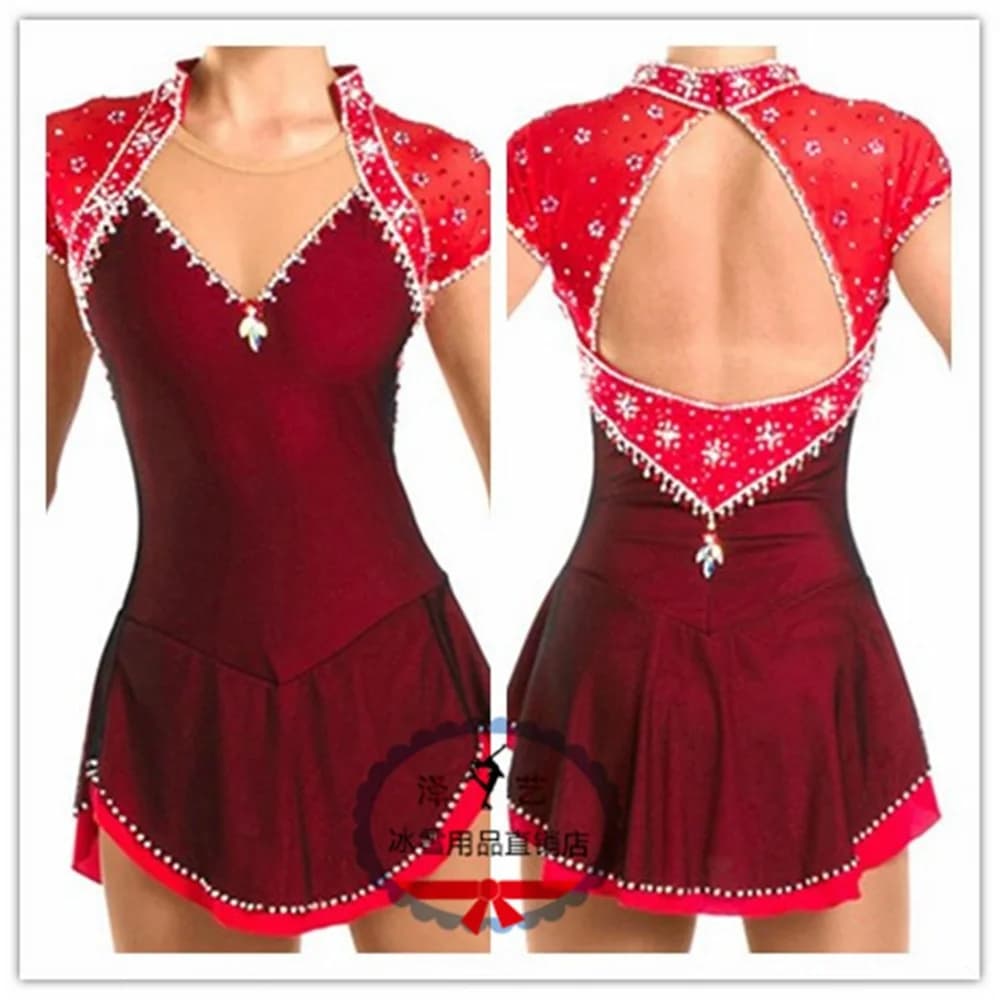 LIUHUO Women Aldult Girl personalizza Costume Performance Competition body Ice Figure Skating Dress Dance Teens Ballet Red Kids