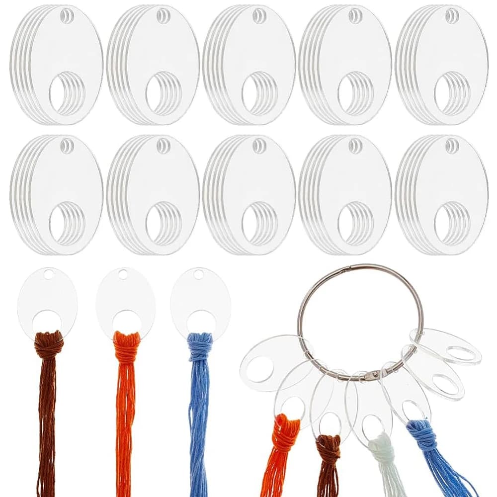 20 pz Bobine Acriliche Organizzatori Punto Croce Battistrada Supporto e Anello In Metallo Filo Bobine Organizzatori per Cucito Stoccaggio Artigianato FAI DA TE