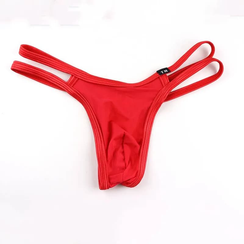 Low‑rise Male T‑Back Thong Underwear Dual Waist‑Straps Nylon Thin Material Silky Breathable Elastic Sexy Men G‑String Underpants