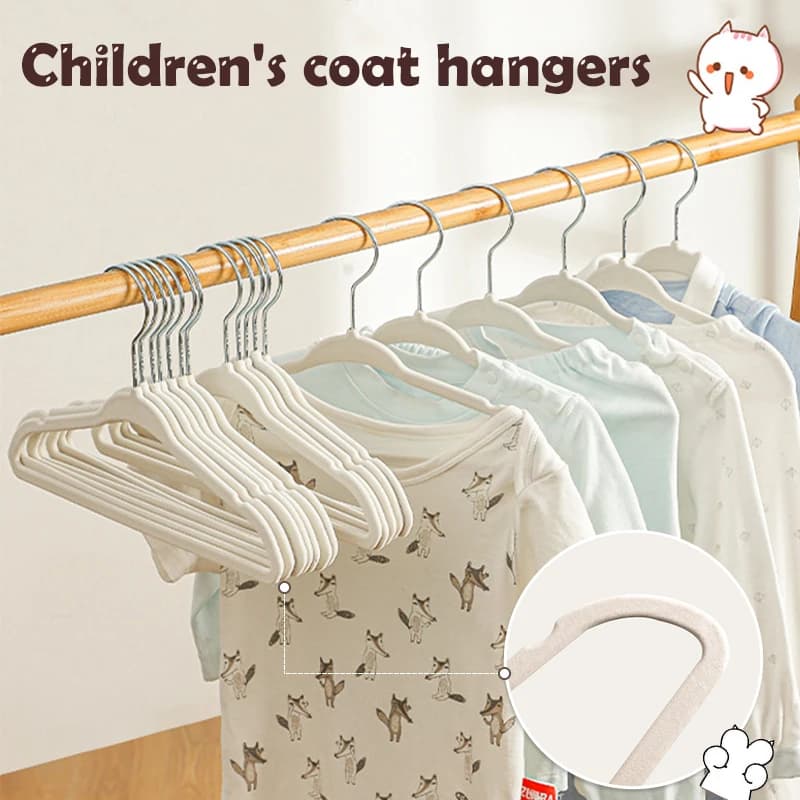 10/20pcs Velvet coat hanger Rotin Kids clothes hangers Portable Organizer for Kids Wardrobe Drying Clothes Save