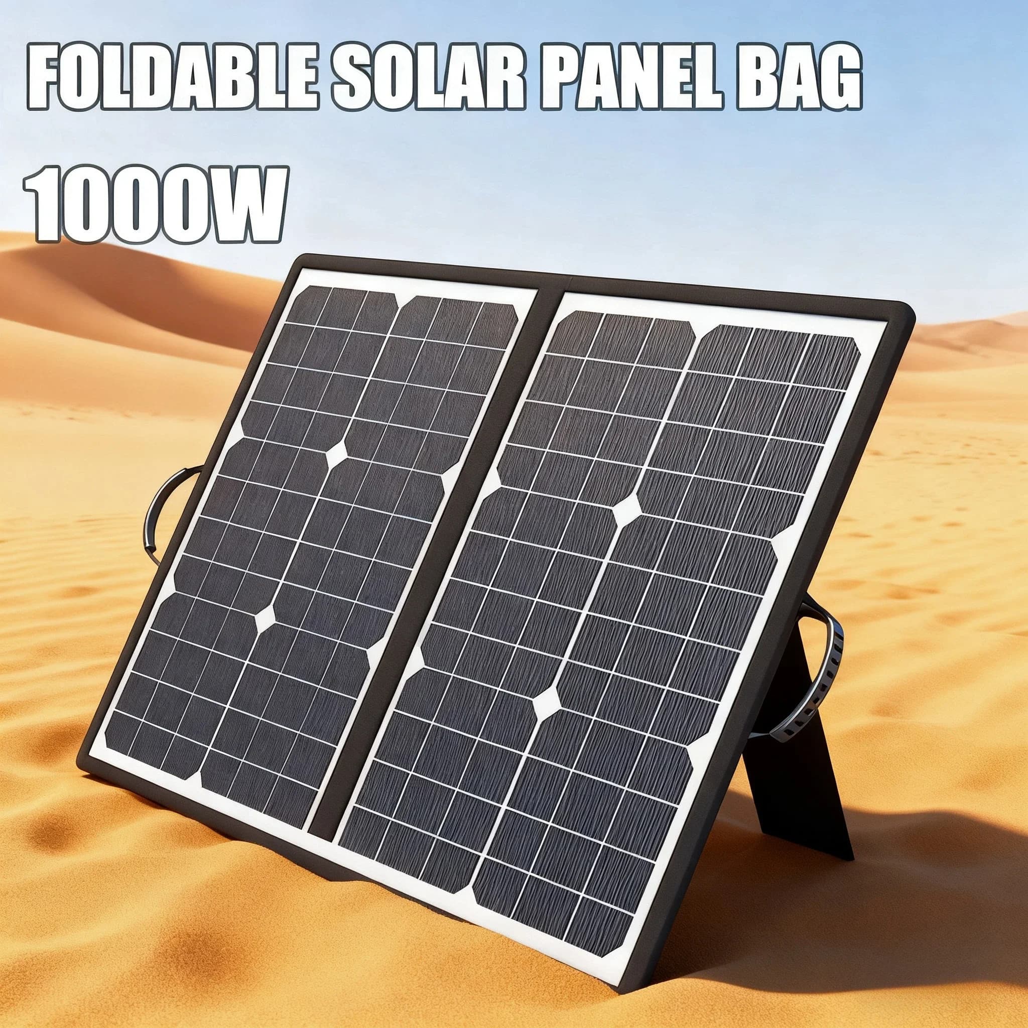 1000W Foldable Solar Panel,18V Portable Solar Charger for Off‑Grid Power Generation, Ideal for Home,RV,Camping Site Power Supply