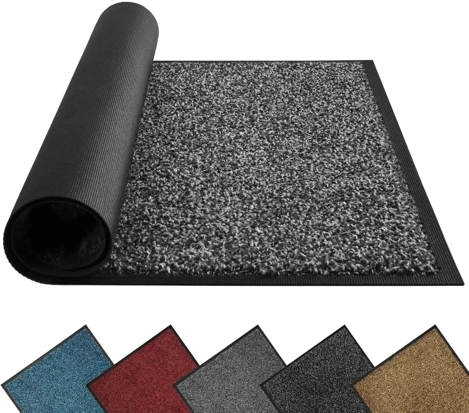 Tappetino Antiscivolo Impermeabile, Resistente e Lavabile in Lavatrice, per Uso Interno ed Esterno, 29,5x17 Pollici Grigio