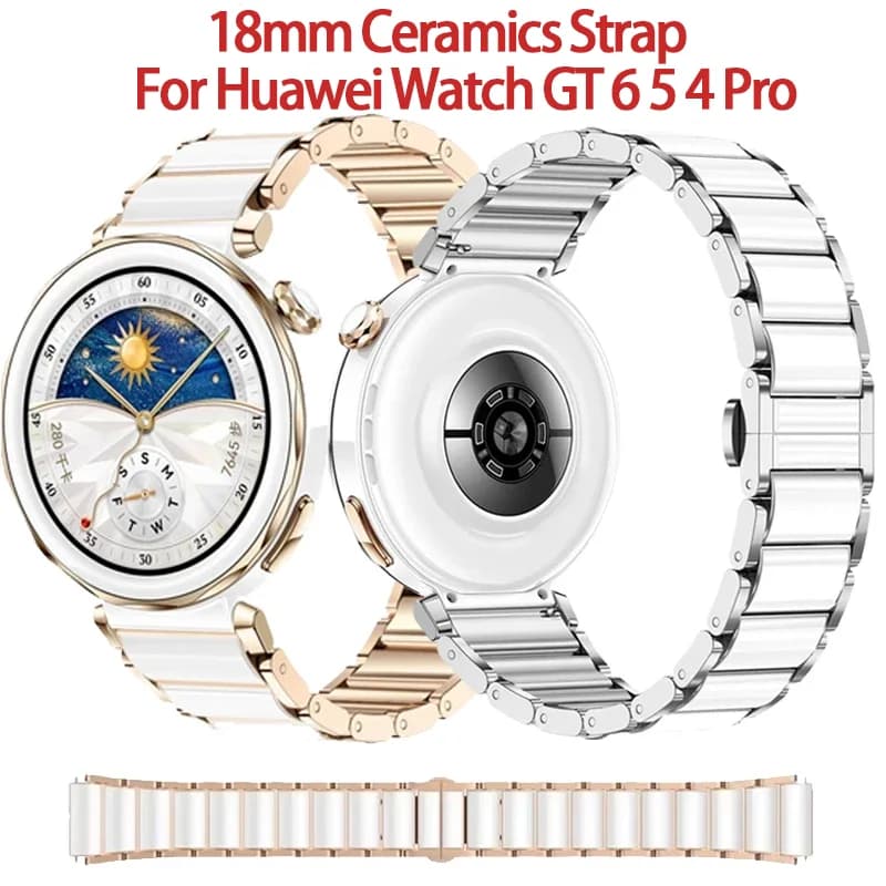 Cinturino in ceramica per Huawei Watch GT6 5Pro 42mm Huawei Watch GT5 4 41MM 18mm Bracciale regolabile alla moda da donna