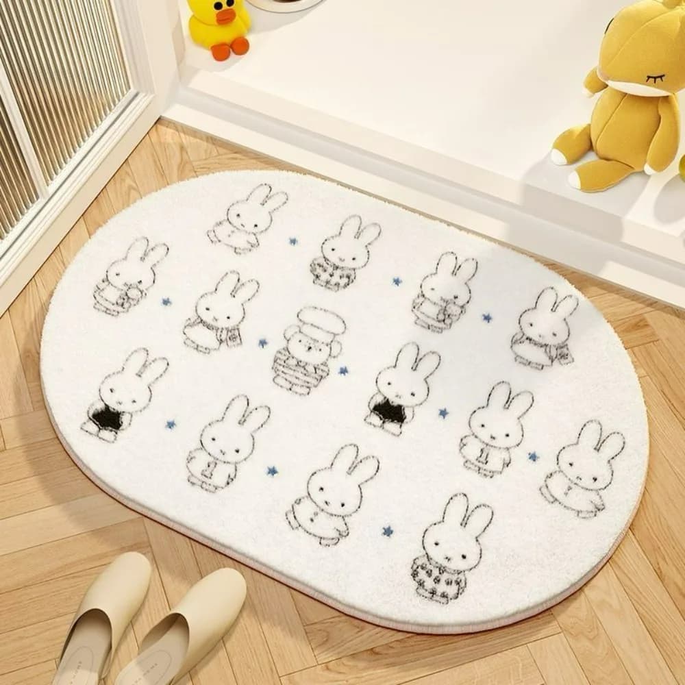 Miffy Cartoon Floor Mat Soft Imitation Cashmere Foot Pad Water Absorbent Carpet Anti Slip Mat for Bathroom Bedroom Home Decor