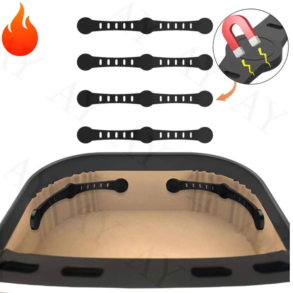 Fibbia in silicone magnetica per friggitrice ad aria da 4 pezzi per tenere premurare i rivestimenti di carta pergamena della friggitrice ad aria impediscono la guarnizione della carta dalla combustione