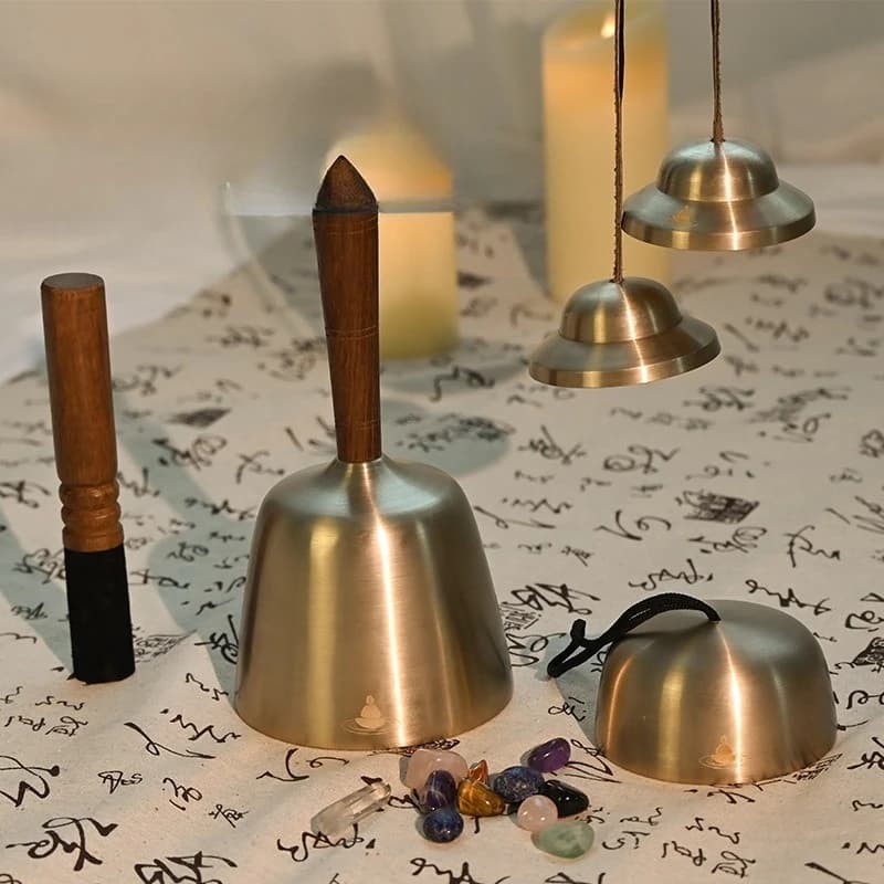 Cz handheld awakening singing bowl bump clock meditation copper qing buddha sound bowl musical instrument bell handmade ornament