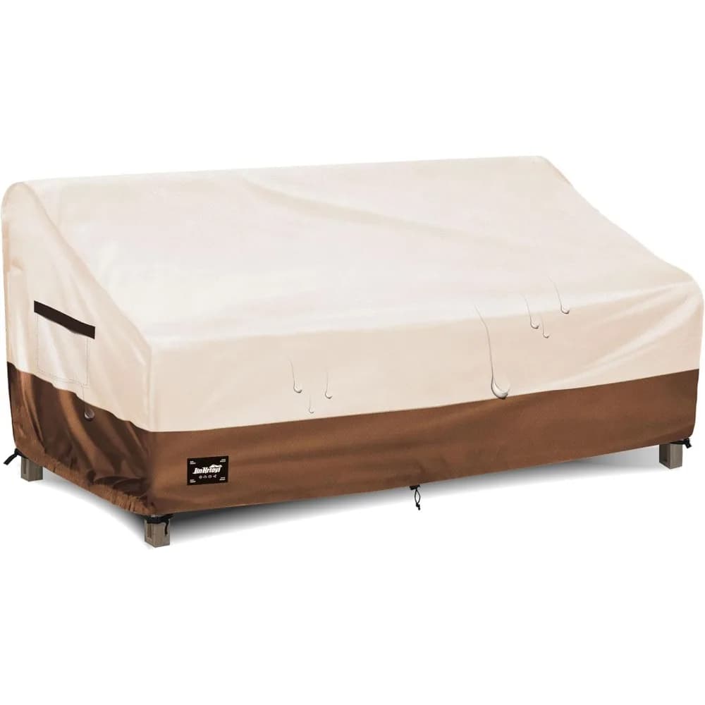Copridivano da esterno impermeabile a 3 posti, protezione per mobili da giardino resistente, beige e marrone