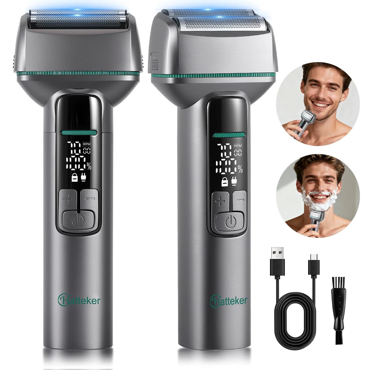 Hatteker New Electric Shaver with LCD Display Reciprocating Shaver 3-speed Adjustable Shaver