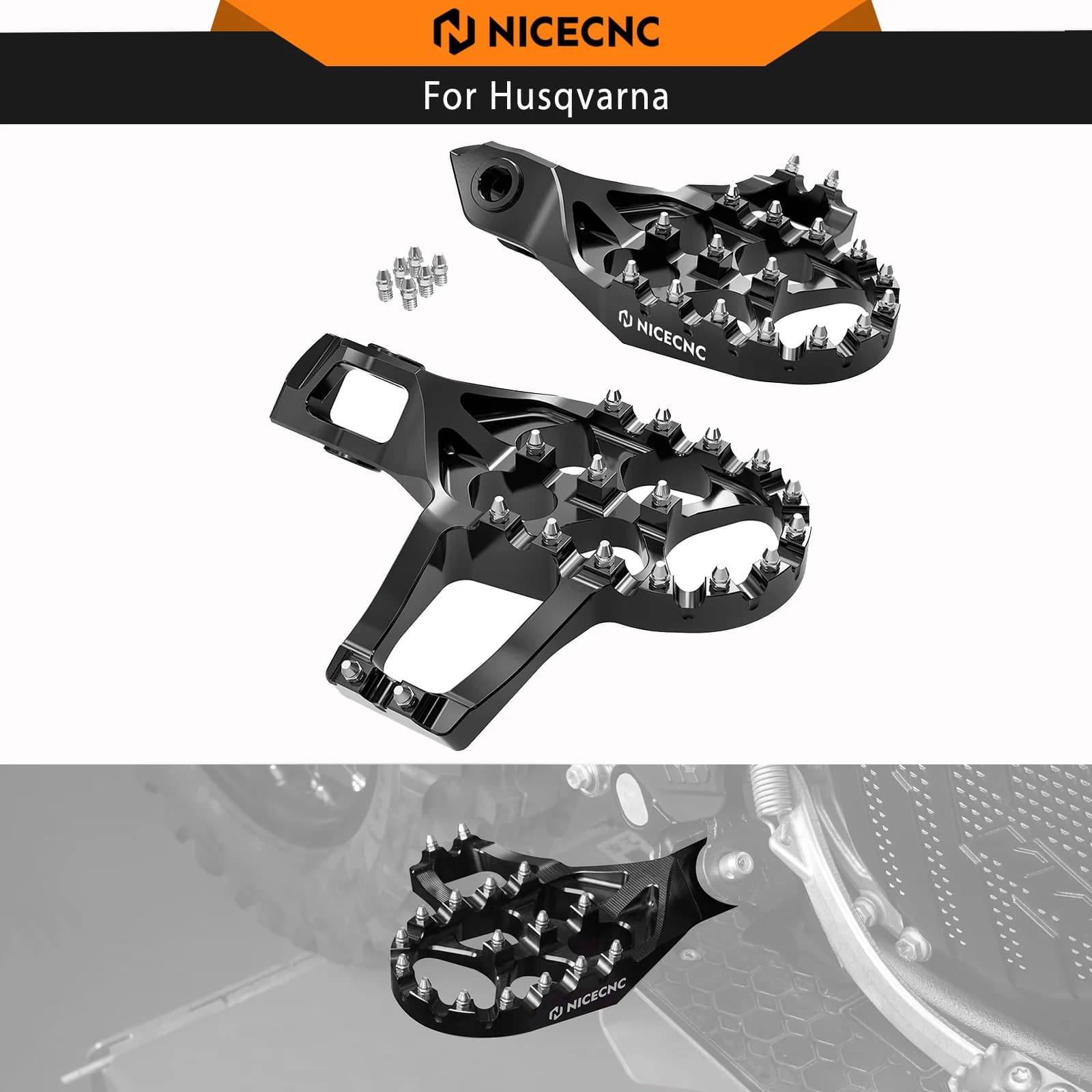 NICECNC Estensore Pedane Pedane Per Husqvarna TE300 TE250 FE350 FE450 FE501 FE250 2024-2025 TX300 TC125 FC250 FX350 23-2025