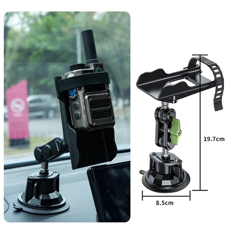 Supporto per walkie-talkie radio con supporto per parabrezza per auto regolabile Lanparte con forte supporto a ventosa