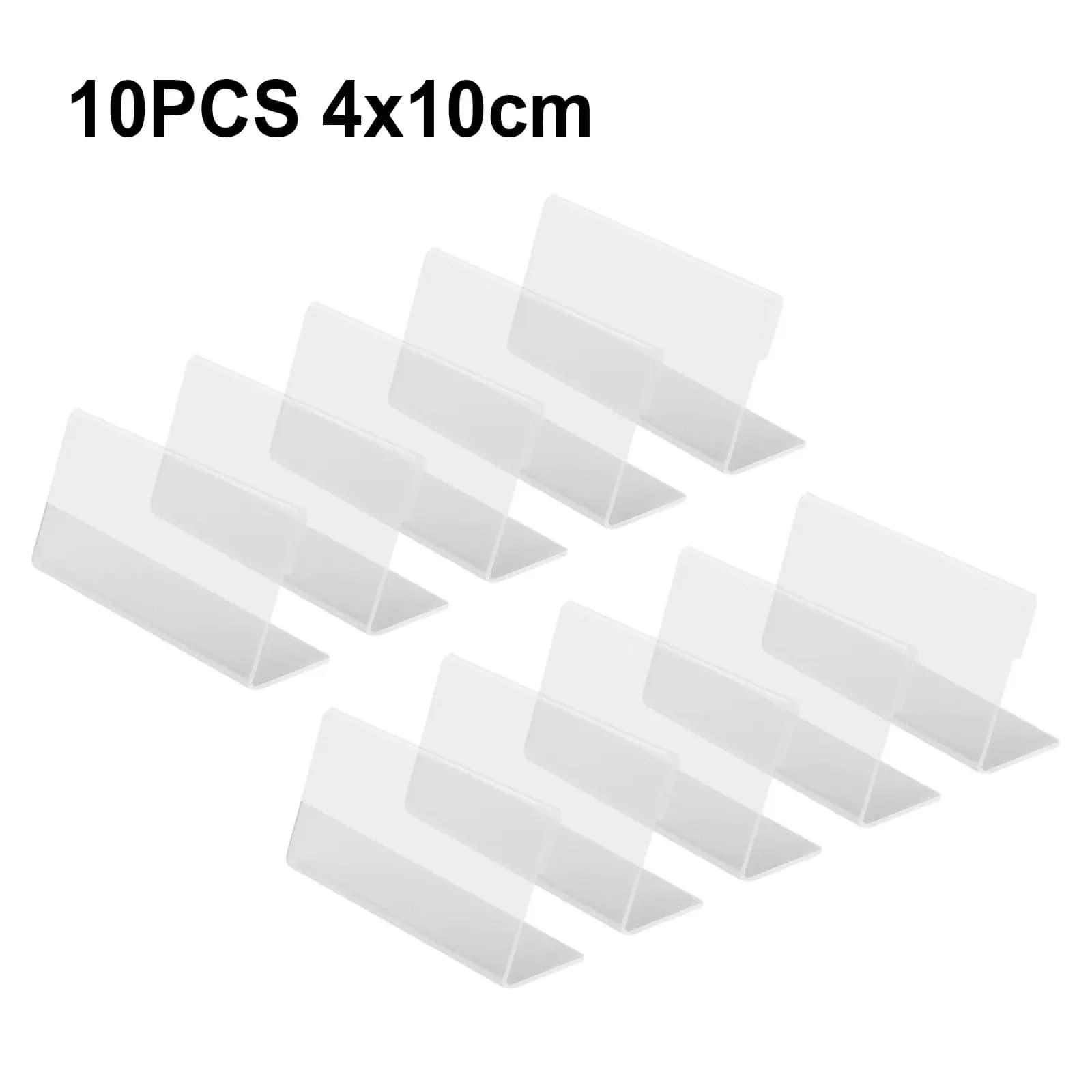 10/15pcs 4*10cm espositore per cartelloni in acrilico trasparente prezzo etichetta per biglietti da visita supporto per etichette supporto per etichette telaio