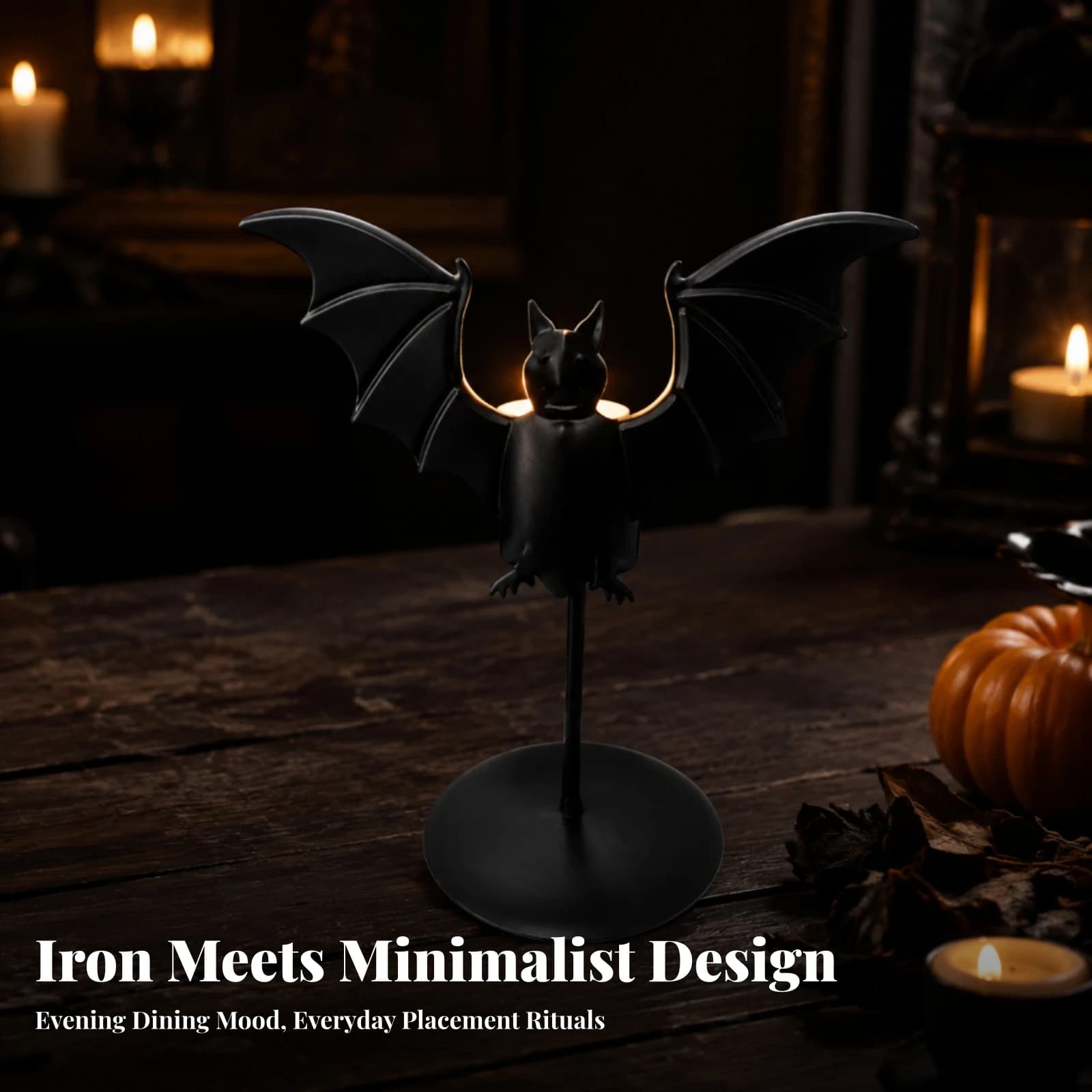 Chiropteran Candle Holder Seasonal Candle Holder with Chiropteran Wings Decor Sculptural Indoor for Mantel