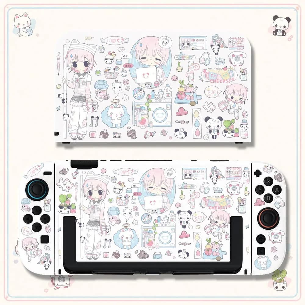 Anime Girly Switch Split Case for Nintendo NS2 OLED Console Full-Coverage Shock-Resistant Joy-Con Controller Shell Dock Cover