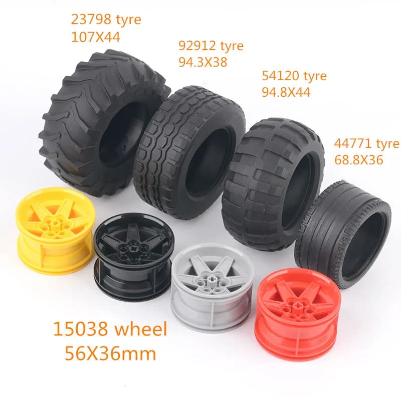 Building Blocks 15038 51150 Ruota 56mm D. x 34mm High-Tech Racing Medium 6 Fori per Pneumatico 54120 44771 23798 MOC Set