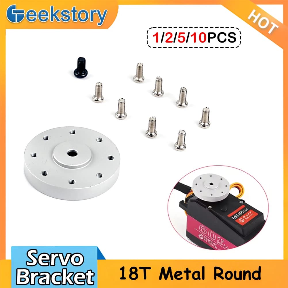 Staffa servo rotonda standard 18T in metallo con 4 set di dadi M2.5x6 per parti servo DS5160 DS5180 DS51150 60KG 80KG 150KG