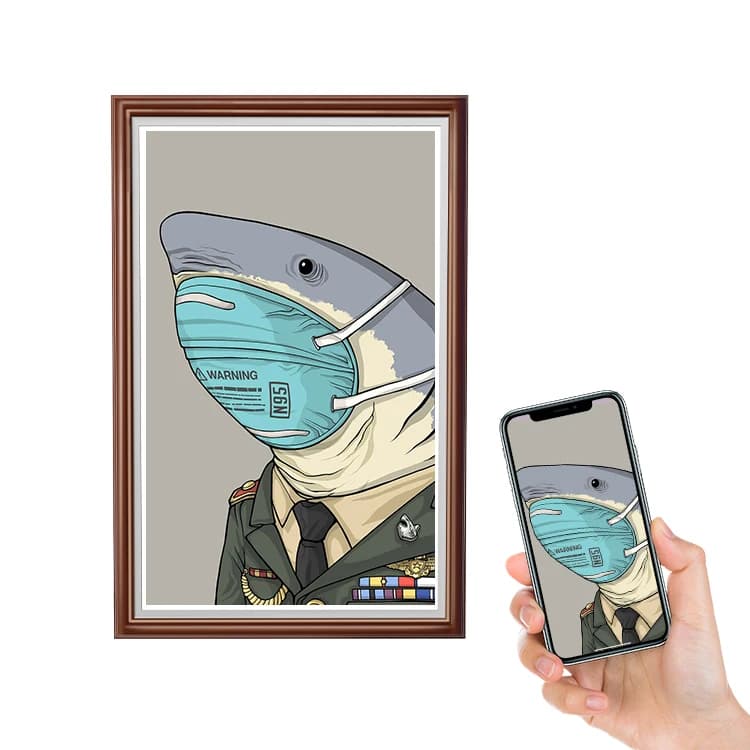 Cornice intelligente per display artistico digitale con schermo Nft all'ingrosso personalizzato 10,1" 21,5" 22" 32" 43" 55" Cornice per foto digitali in legno