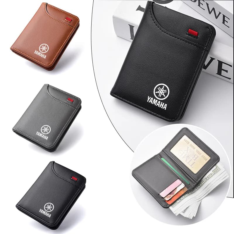 For Yamaha R1 R3 R25 Mt-09 Mt07 Fz6 Xj6 R15 Motorcycle Emblems Soft Wallet Leather Mini Credit Card Purse Portable Small Wallet