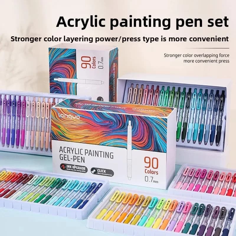 LANGUO 90/6 Colori Presse Penna Gel Acrilico Grande Capacità 1.0mm Penna di Scrittura Pittura Disegno Ufficio Materiale Scolastico di Cancelleria