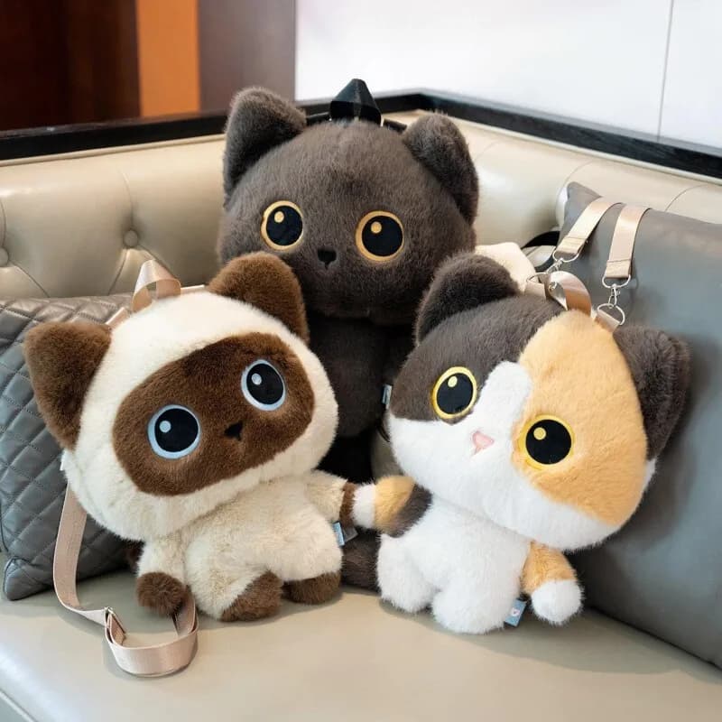 50cm Cat Plush Backpack Anime Bag Stuffed Doll Cute Animals Student School Supplies Soft Large Capacity Storage Bag Gifts