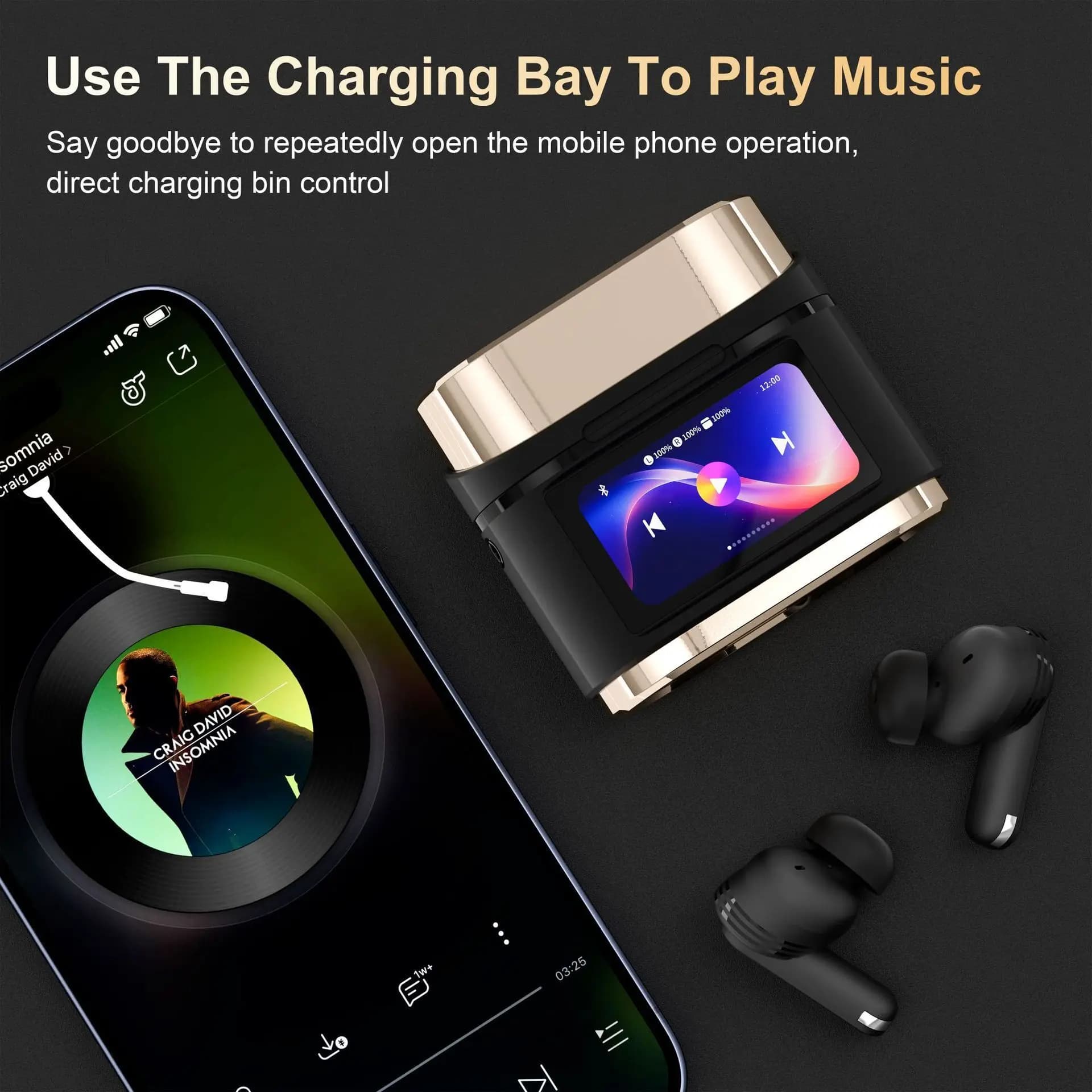 Cuffie intrauricolari Smart ANC con riduzione del rumore TRANS Audio Auricolari in standby ultra lungo Touch Screen a colori Auricolari Bluetooth wireless