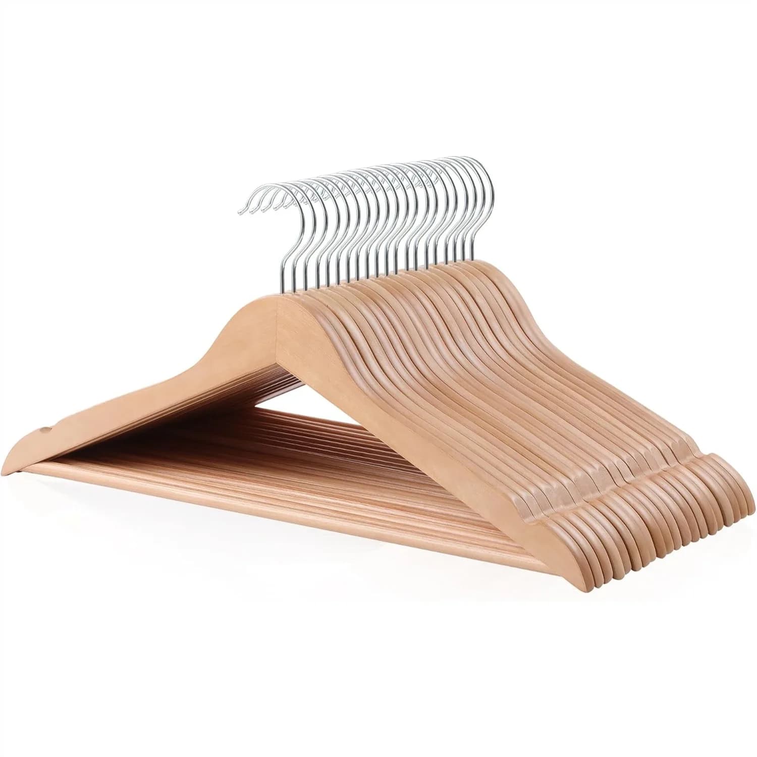 Wood Suit Clothes Hangers for Closet Organizer, Natural, 20-Pack