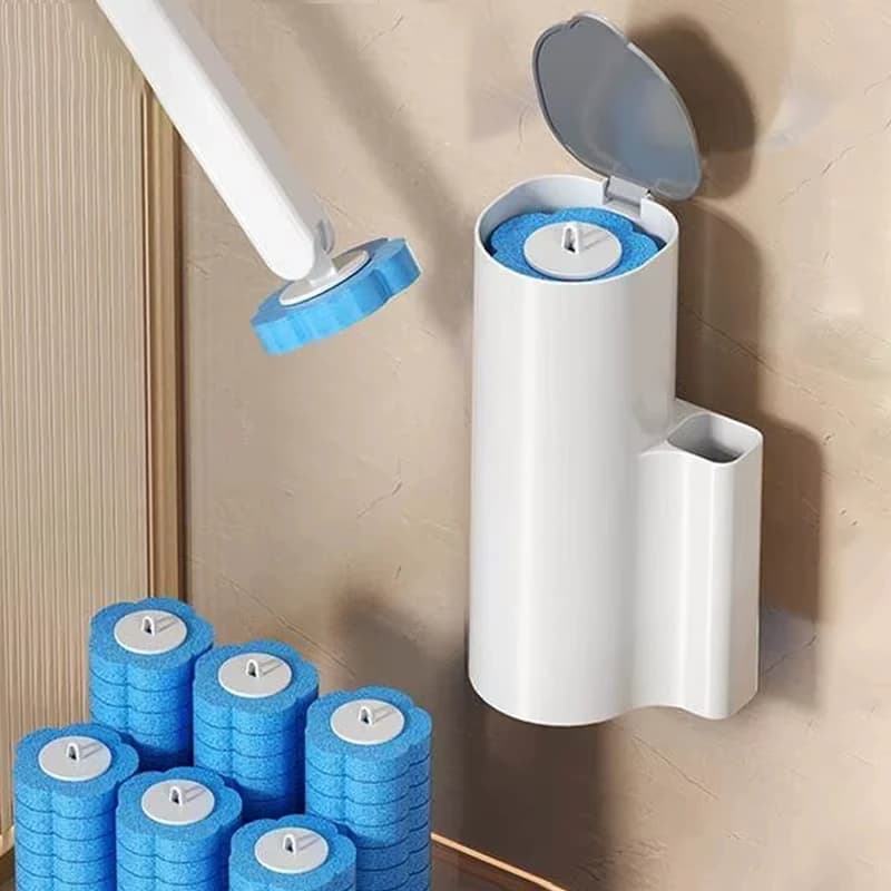 Spazzola WC Aggiornata con Manico Lungo, Kit Pulizia Igienico con Testine Sostituibili Usa e Getta, Spazzolone Antibatterico per WC, Setole Morbide per Pulizia Profonda, Accessori Bagno Casa pulizia senza fatica