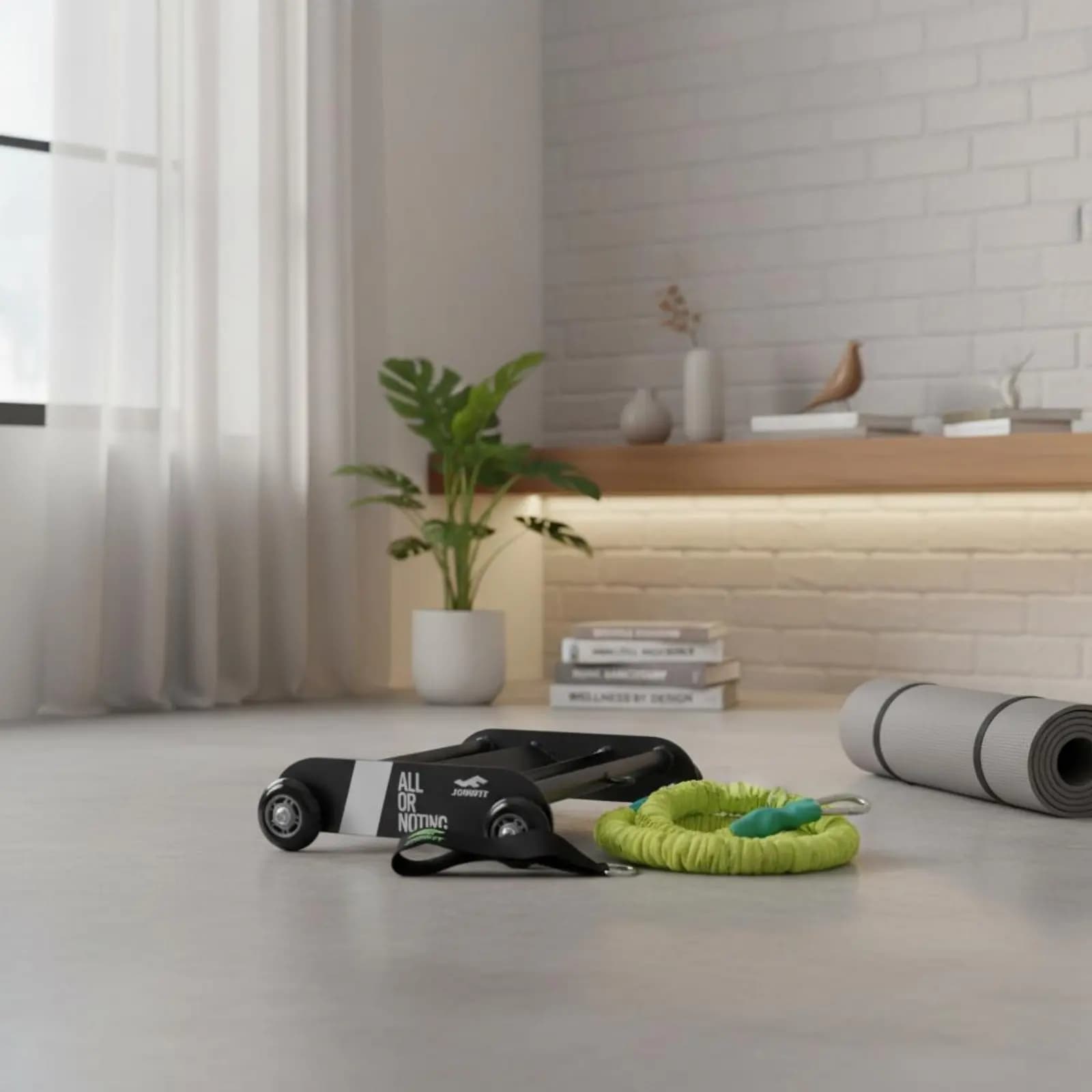 Ruota per Addominali con Bande di Resistenza, Attrezzo Fitness Portatile, Attrezzatura per Allenamento, Albero in Acciaio Inossidabile
