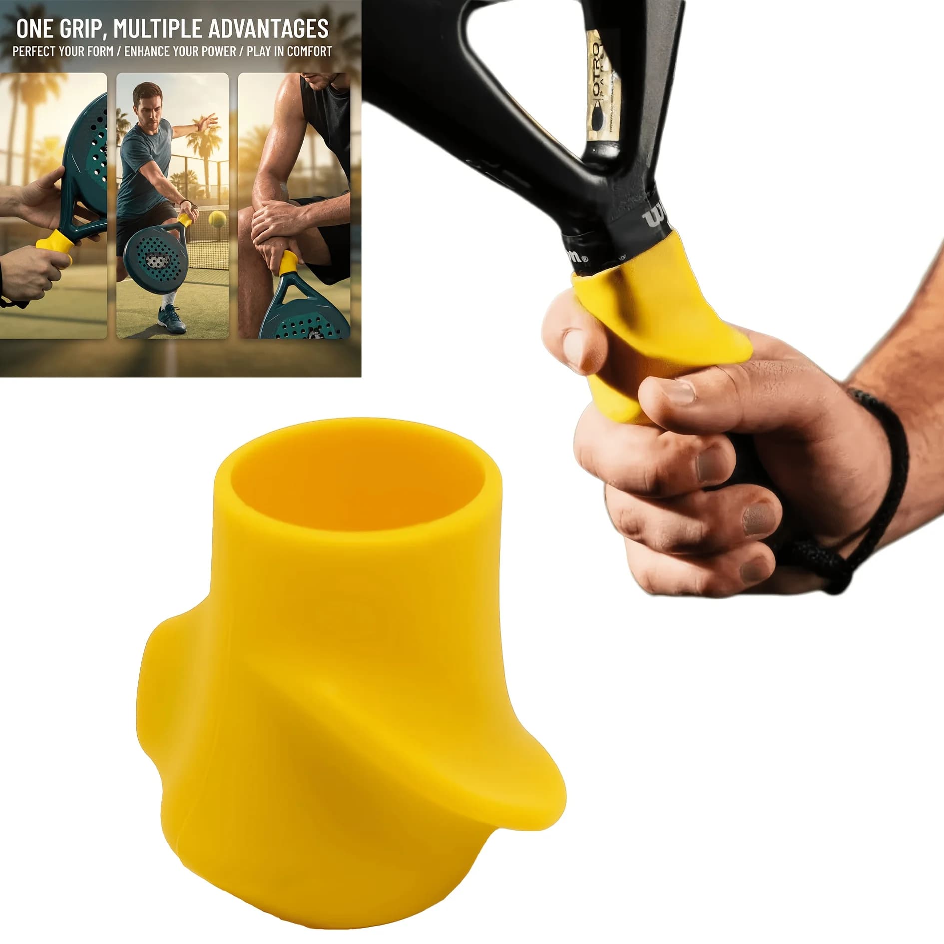 Correttore in Silicone per Racchette da Tennis/Pickleball Ammortizzante, facile da installare. Perfetto per principianti. Migliora le Abilità Rapidamente!
