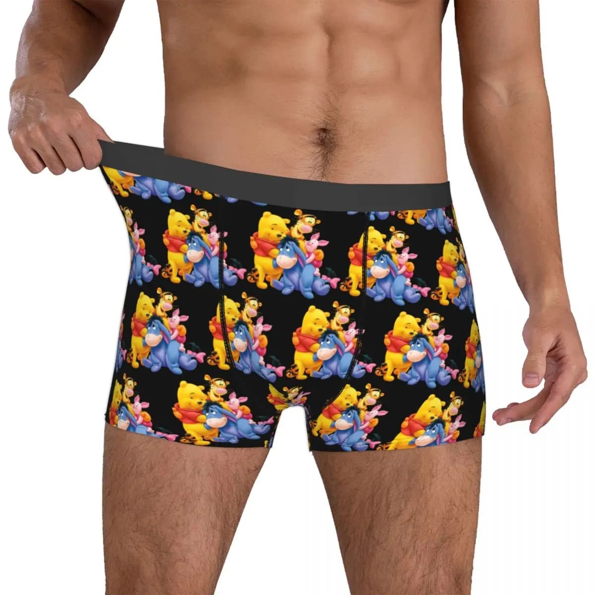 Slip Boxer Uomo Personalizzati Divertenti Winnie the Pooh, Tigger, Piglet, Eeyore - Pantaloncini Elasticizzati