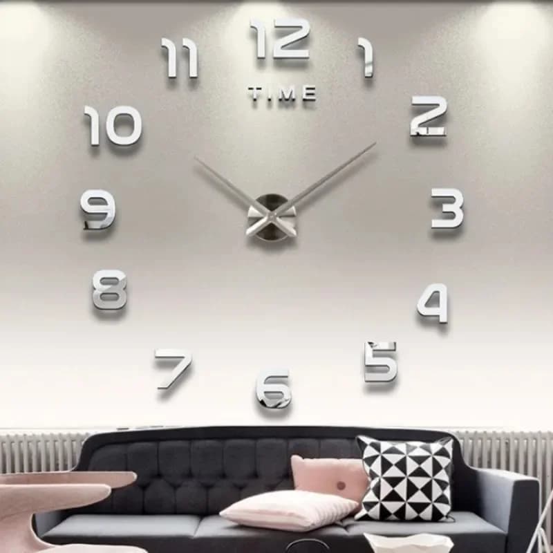 Orologio da parete grande dal design moderno Orologio al quarzo 2D fai da te Orologio alla moda Adesivi a specchio acrilico Soggiorno Decorazione della casa Decor