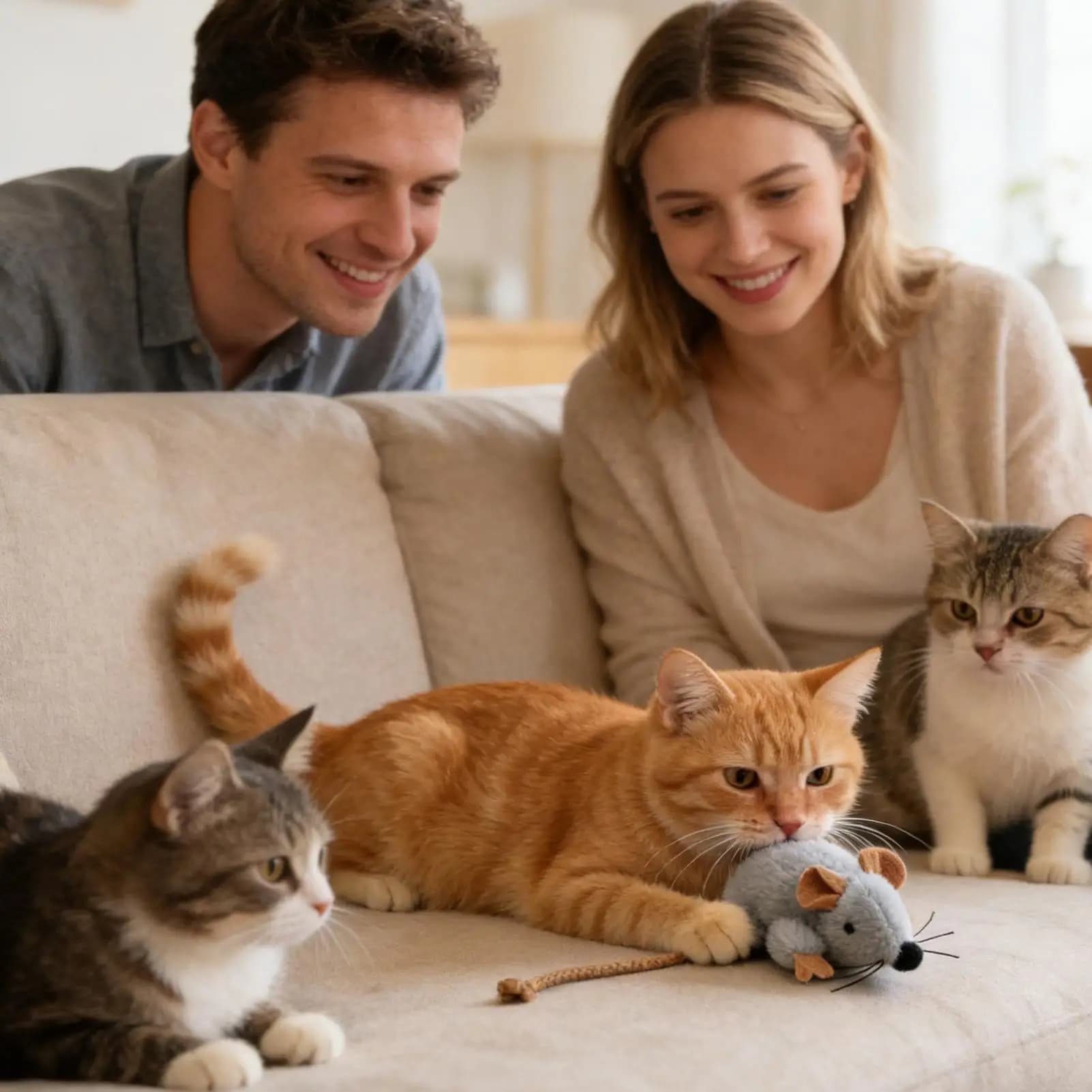 Cat Toy Plush Mouse Compact Realistic Play Game with Built-In Sound Plush Cat Toys for Daily Ground Home Indoor Outdoor Birthday