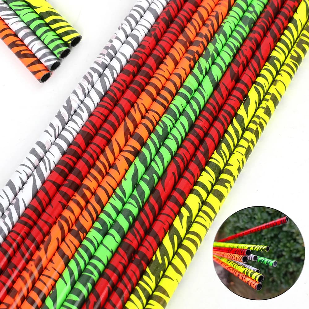 30 "Asse di freccia in carbonio misto ID6.2mm Spine500 Asta con stampa leopardata Arco ricurvo Arco composto Tiro al bersaglio Caccia Tiro con l'arco 6/12 pezzi