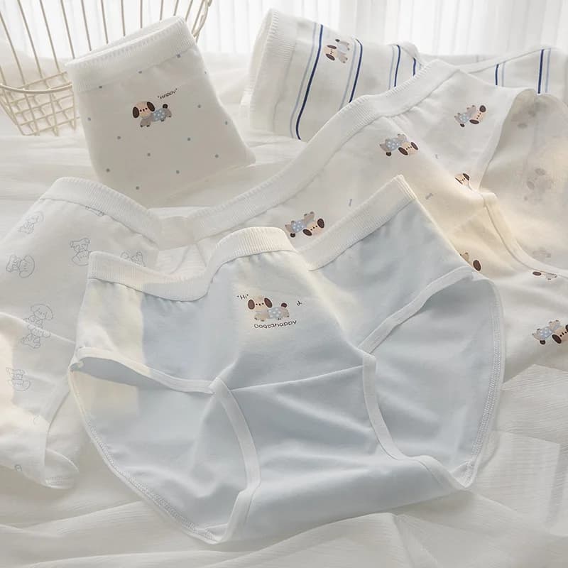 new delivery Young girl Underwear 6pc/lot 95% Cotton Lovely middle Waist Briefs student Panties children blue Teenagers M-XL