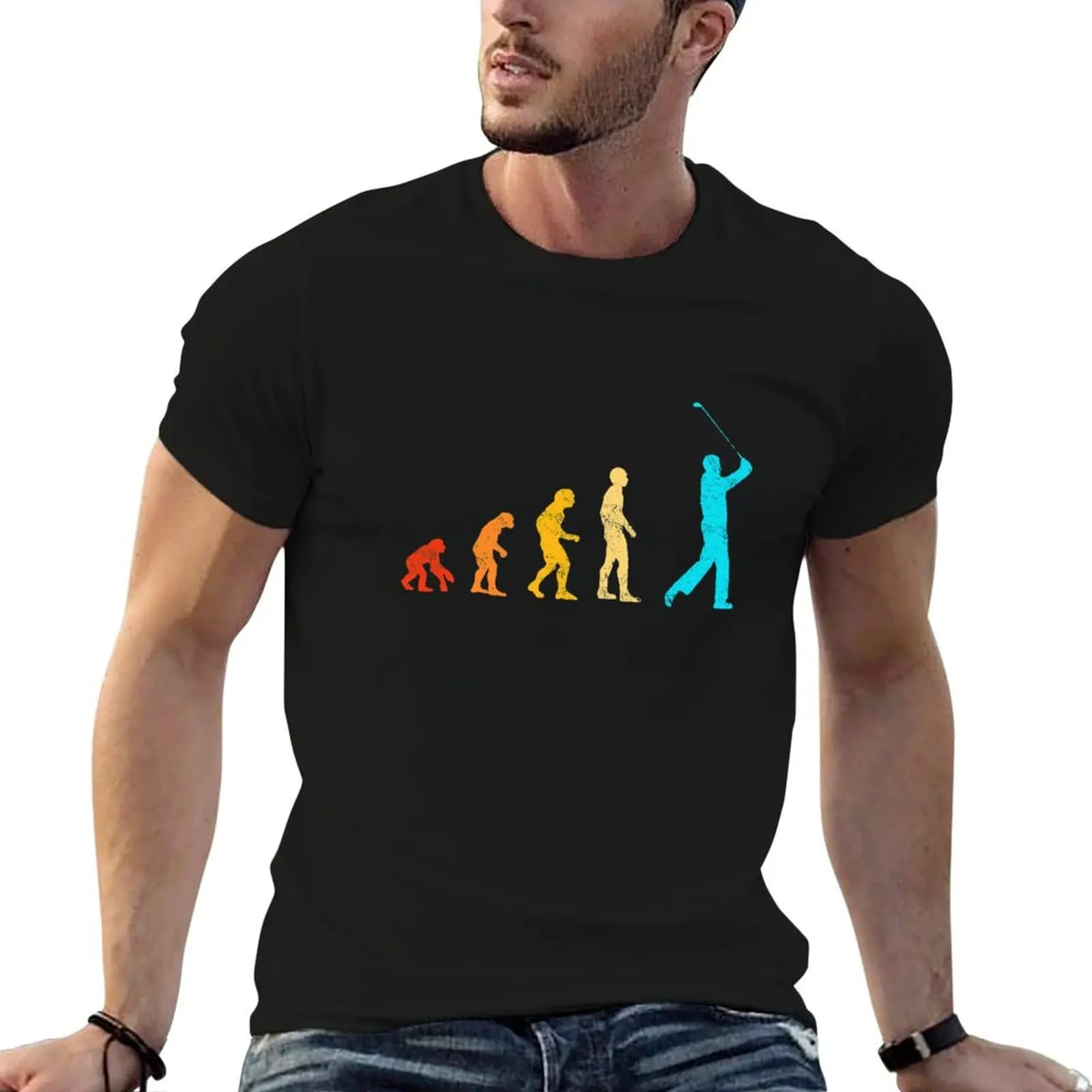 Retro Golf Evolution T-Shirt Work Duty Casual T-Shirt