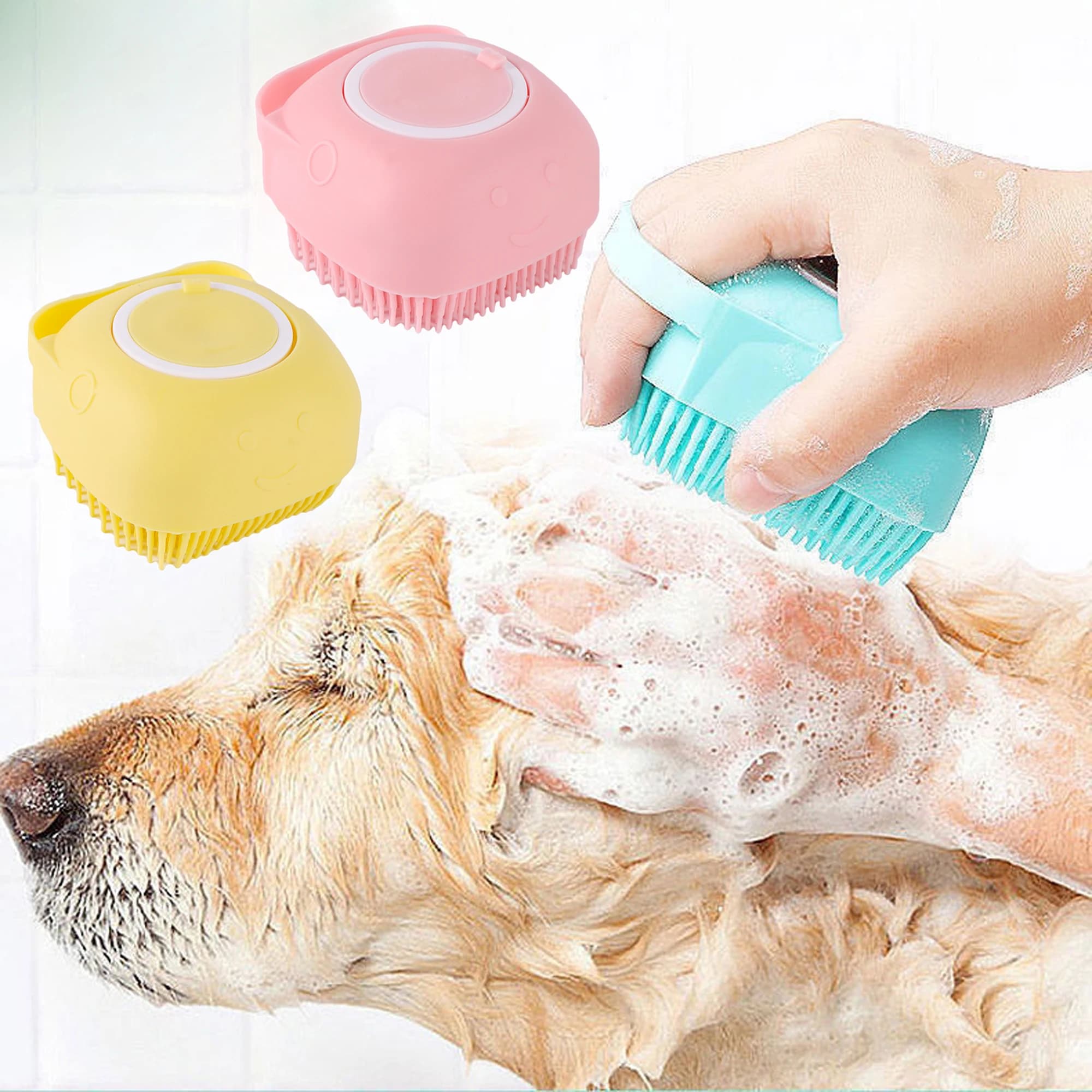 Spazzola per il bagno degli animali domestici, spazzola per massaggio con shampoo, pettine in silicone morbido per cuccioli e gatti, spazzola per la pulizia di cani e gatti, strumento per la toelettatura della doccia.
