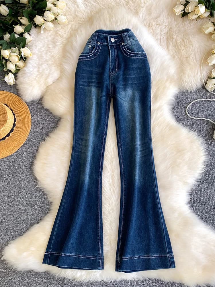 Women's, spring, new, with color gradient, slim fit, wide leg.