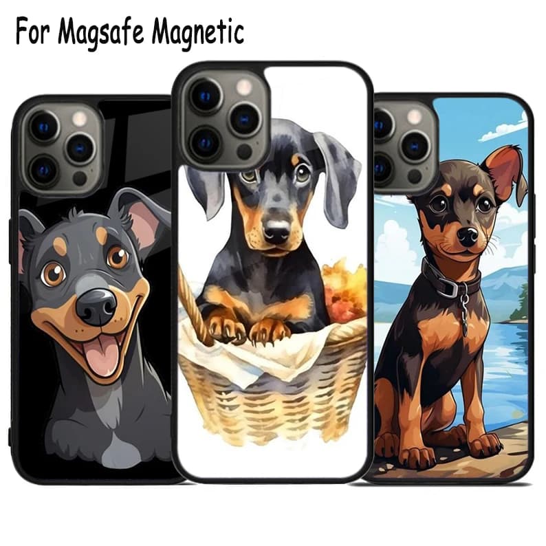Custodia per telefono con carica per cuccioli Pinscher in miniatura carina per iPhone 17 Air 15 16 16e 14 13 11 12 Pro Max Plus Magsafe Cover magnetica