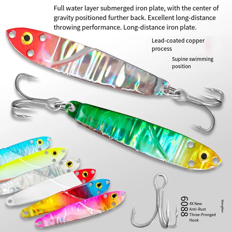 1PC VIB Metallo Jig 3D Pesce Esca Affrontare Trota Shore Trascina Cast Maschere 7g 10g 15g 20g Lento Jigging Lure Pesca in Mare esche da pesca