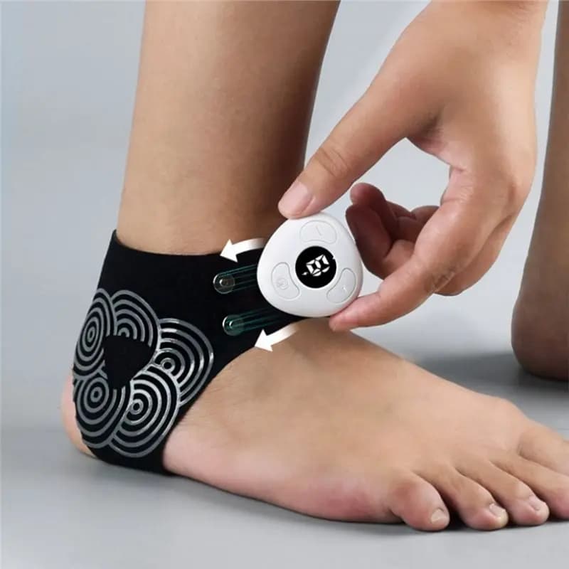 Supporto per Caviglia ABMV-EMS con Massaggio Elettrico a Impulsi, Traspirante, Anti-Disarticolazione, Protezione Articolare, Dispositivo per Massaggio Sportivo