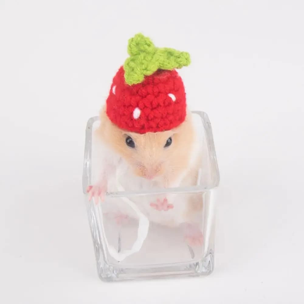 Cappello Portatile per Criceti a Forma di Cartone Animato, Morbido e Regolabile, Copricapo Fatto a Mano per Piccoli Animali Domestici, Accessorio per Fotografia