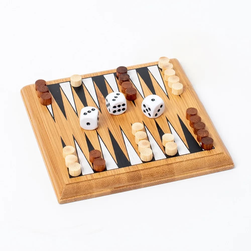 Mini Scacchiera in Legno, Gioco Educativo da Viaggio, Backgammon e Dama, Migliora l'Intelligenza, Portatile