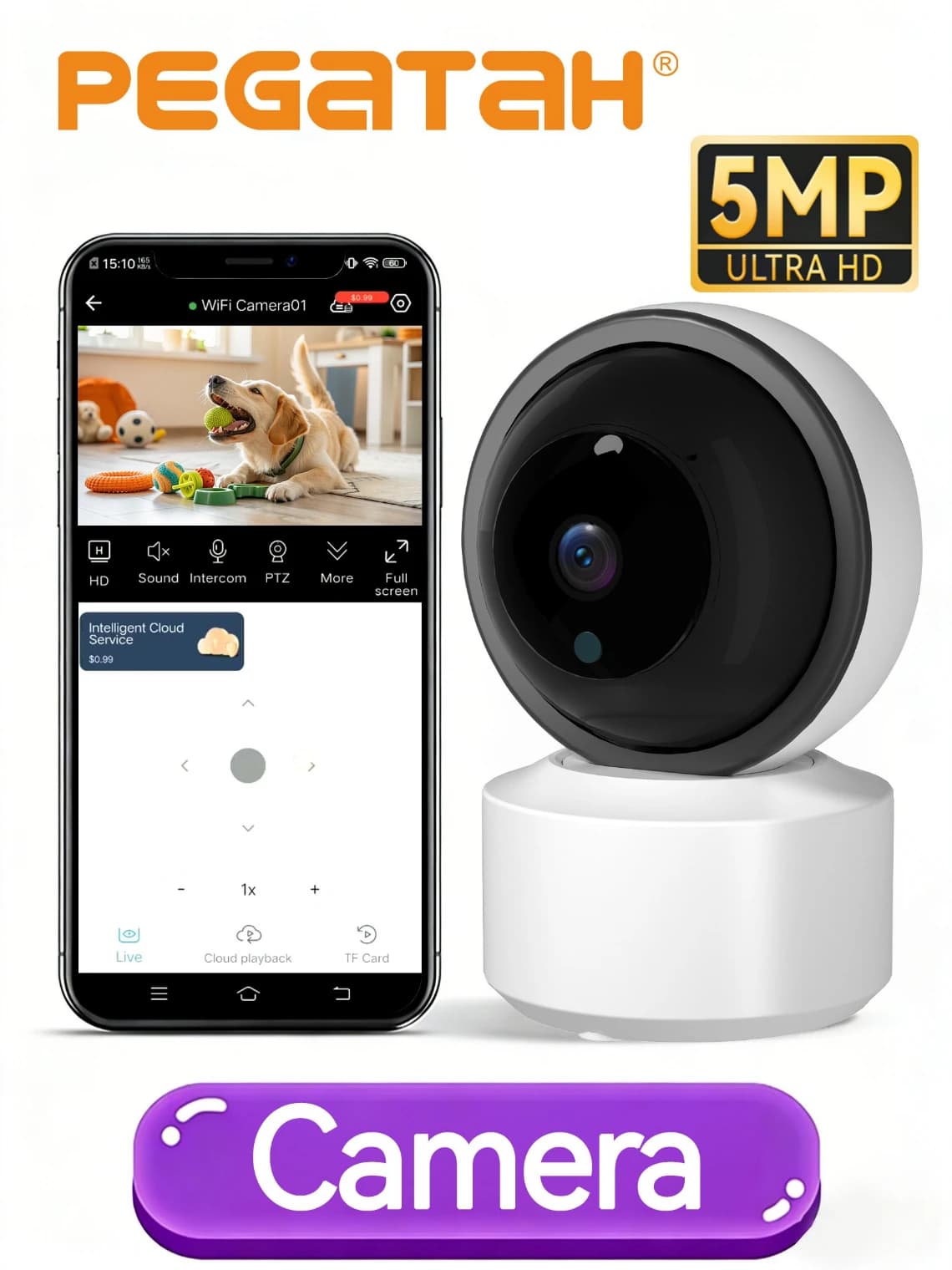 Monitor per Bambini WiFi 2K HD, Telecamera di Sicurezza Domestica 5MP, Rilevamento Movimento, Audio Bidirezionale, Facile Configurazione, Visione Chiara Giorno/Notte