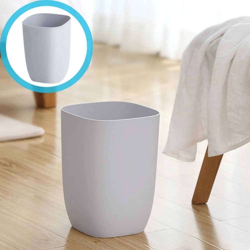Piccolo Cestino Grigio in Plastica per Rifiuti, Contenitore Moderno Salvaspazio per Stanza dei Bambini, Corridoio, Armadio, Ripostiglio, Ingresso