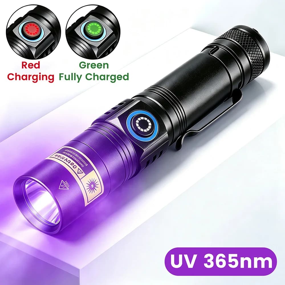 Mini UV Flashlight 365nm Ultraviolet Blacklight USB Rechargeable Purple Linternas Carpet Pet Urine Detector Catch Scorpion