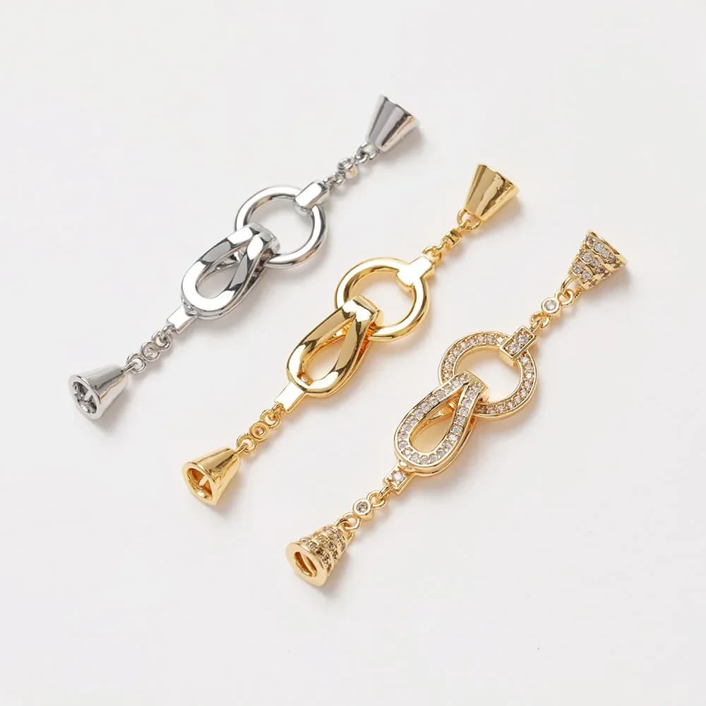 1 PZ Cz Pavimenta Collana Connettori Creazione di Gioielli Collana Forniture Strumenti FAI DA TE Fatti A Mano In Ottone 14k Placcato Oro Accessori 11*53mm