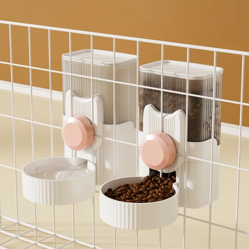 Hanging Anti-Spill Pet Feeder Waterer Automatic Food Water Bowl Cage Mounted Feeding Dish for Small Dog Cat Rabbit Pets